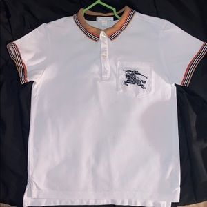 Kids White Burberry Polo Shirt